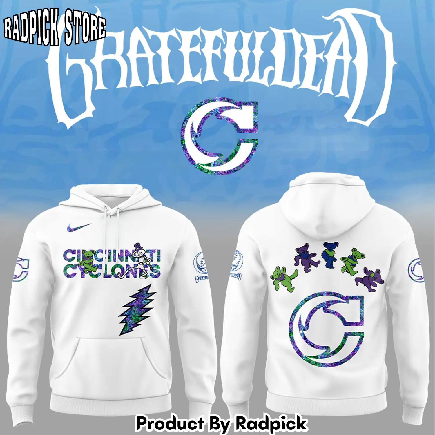 Cincinnati cyclones grateful dead night hoodie joggers hoodie and long pants set rp291865